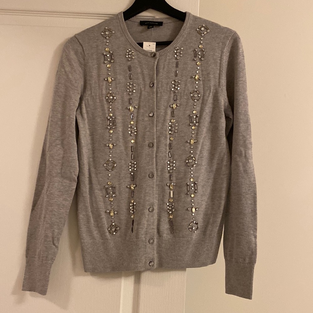 Ann Taylor soft gray wool cardigan,M